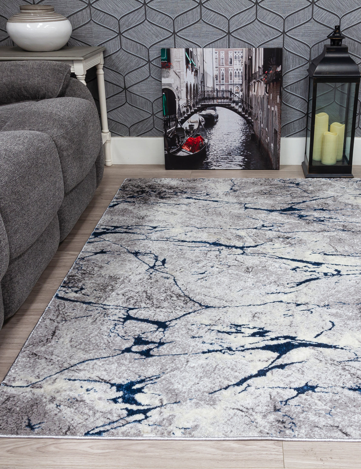 Glitz Marble Blue Rug