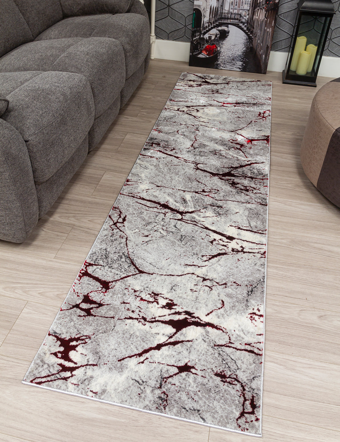 Glitz Marble Red Rug