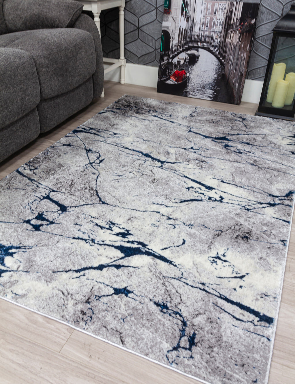 Glitz Marble Blue Rug