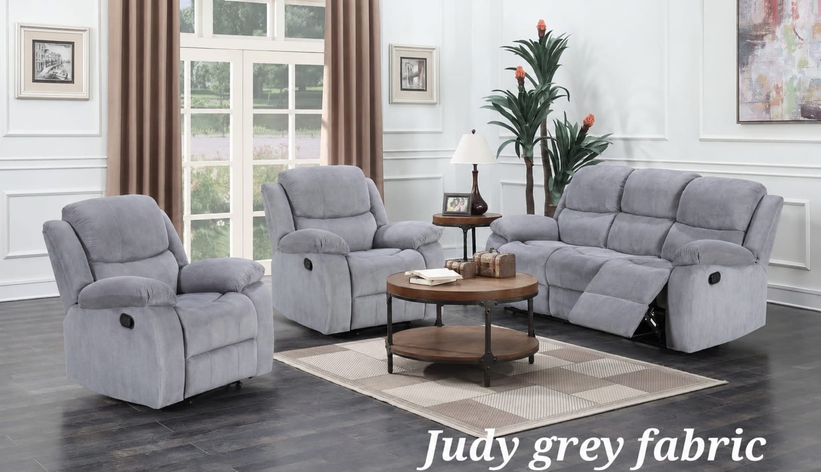 Judy Recliner Sofa (3-1-1) Grey Fabric
