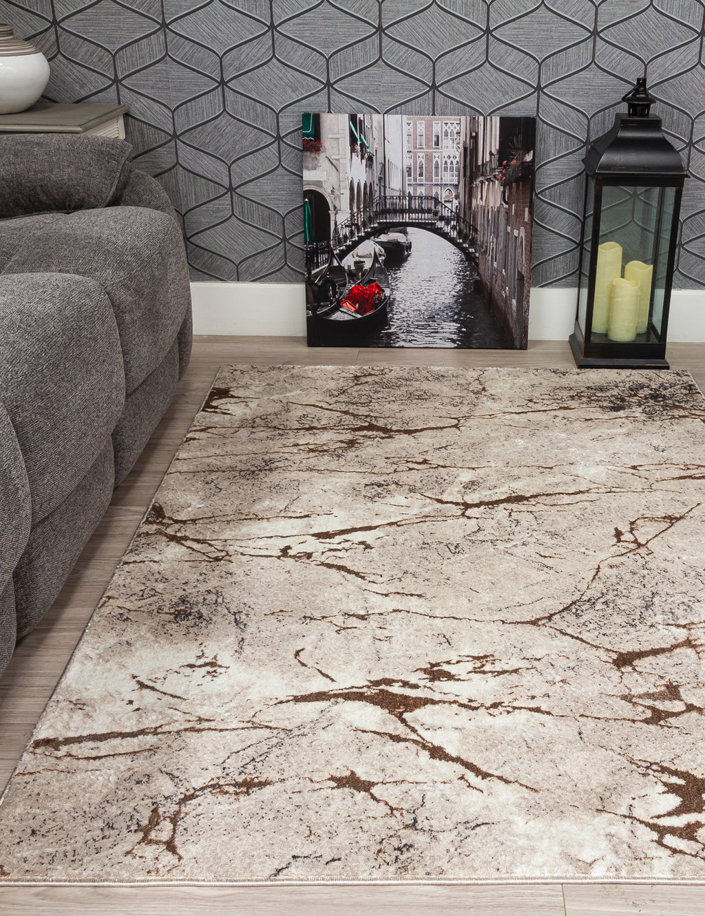 Glitz Marble Beige Rug