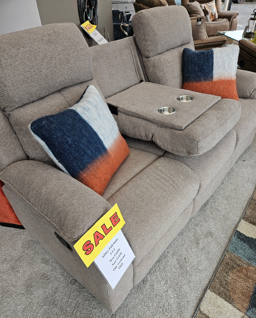 Abbey Recliner Sofas – Light Brown