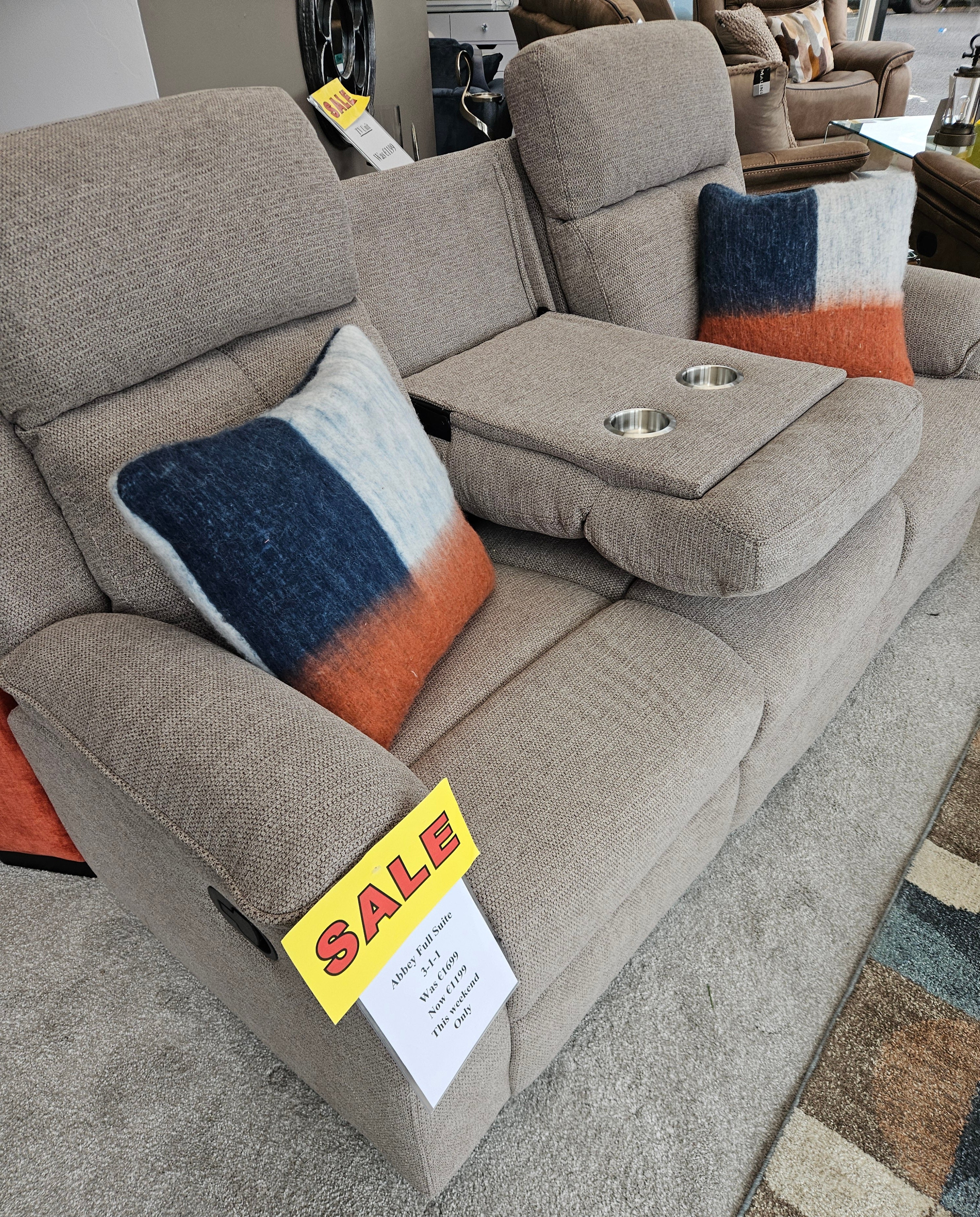Abbey Recliner Sofas – Light Brown