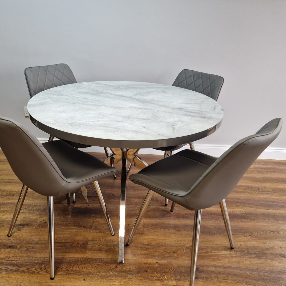 Dario Round Dining Table (chrome legs)