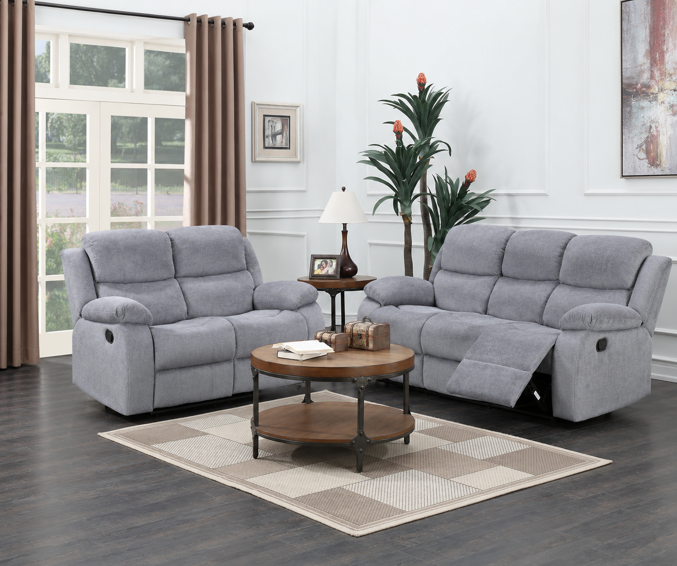 Judy Recliner Sofa Grey Fabric (3-2)