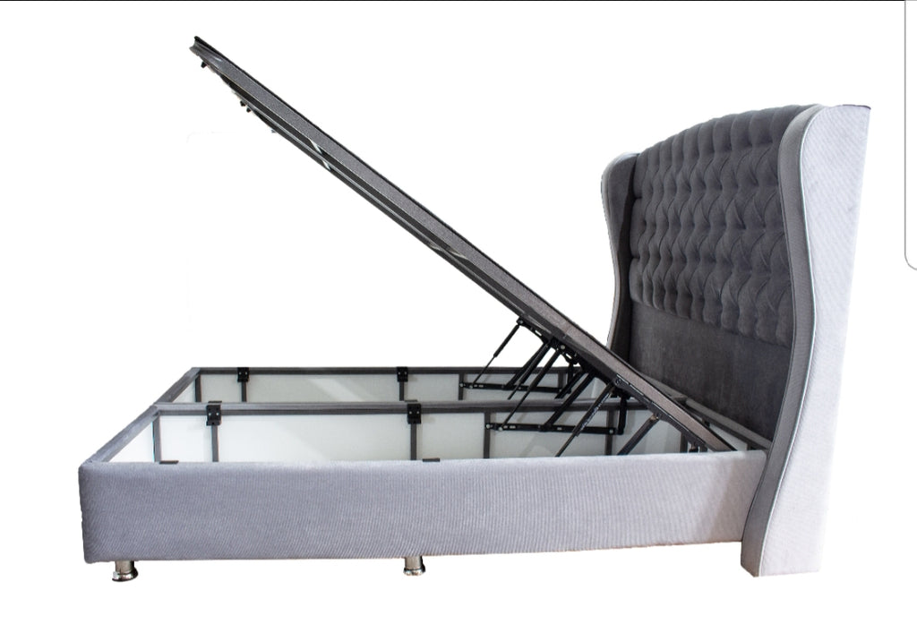Rhodes Ottoman Bedframe - Grey Fabric