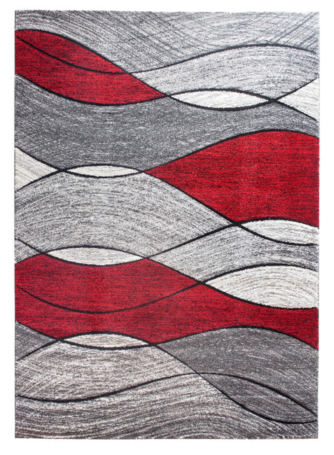 Impulse Waves Rug - Grey /Red