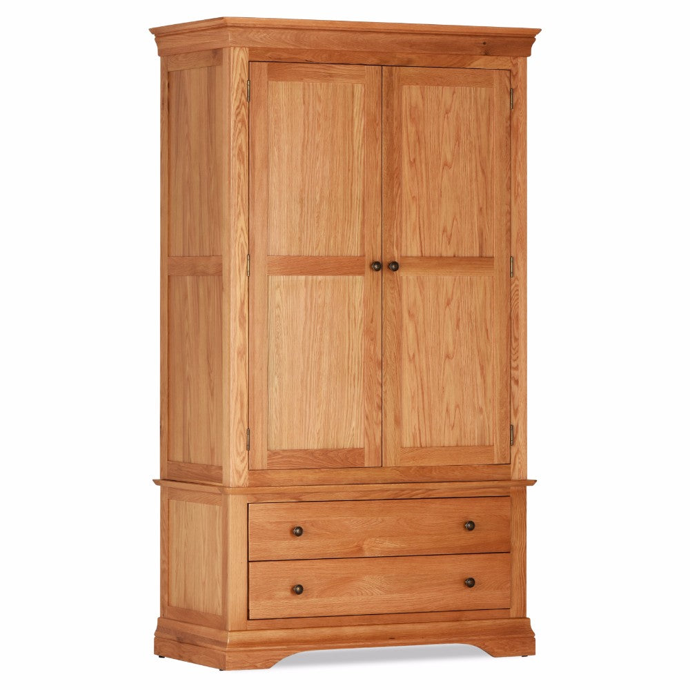 Delta Double Oak Wardrobe With 2 Drawers