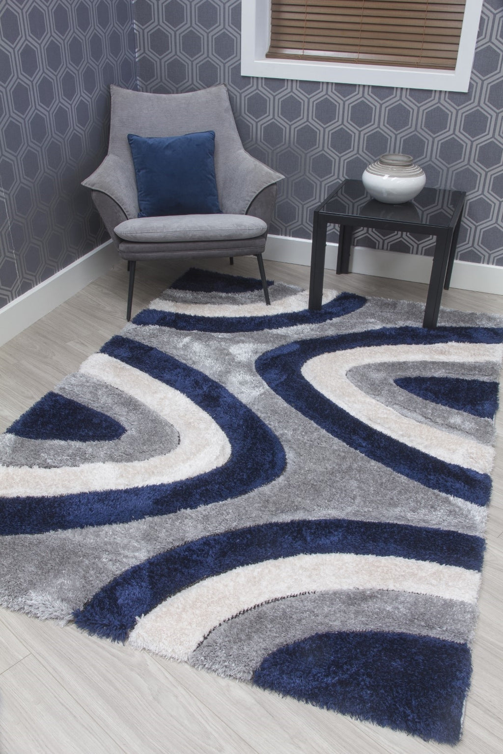 Luxus Ripple Multi Navy Rug