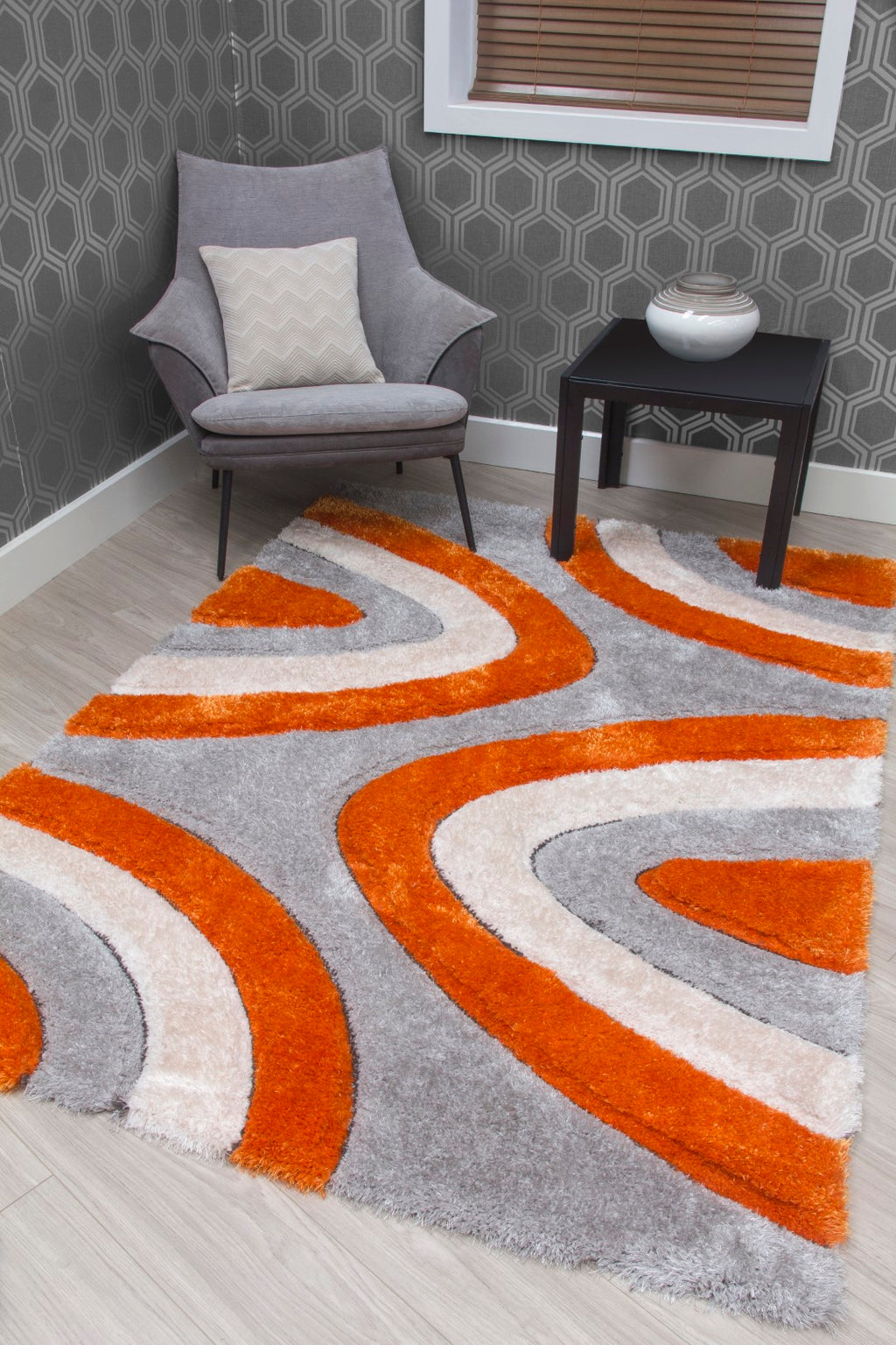 Luxus Ripple Rug Multi Orange