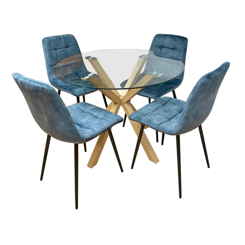 Oslo Round Glass Table (Cross Leg)