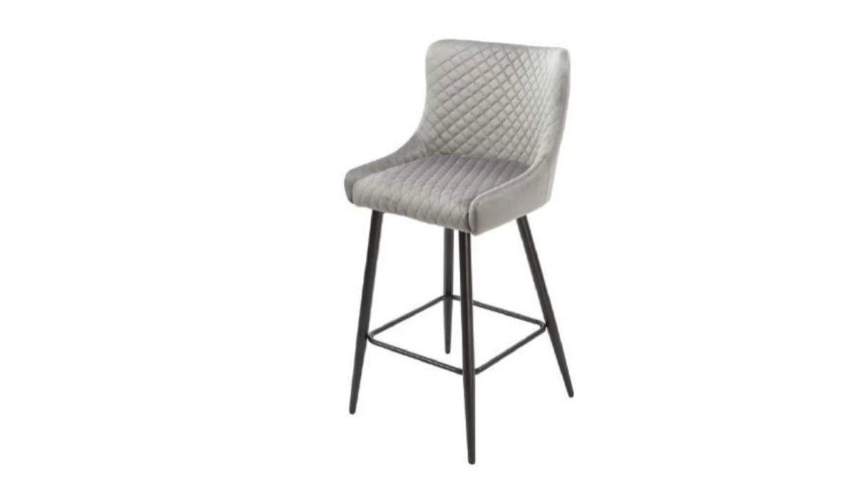 Talia Grey Velvet Barstool